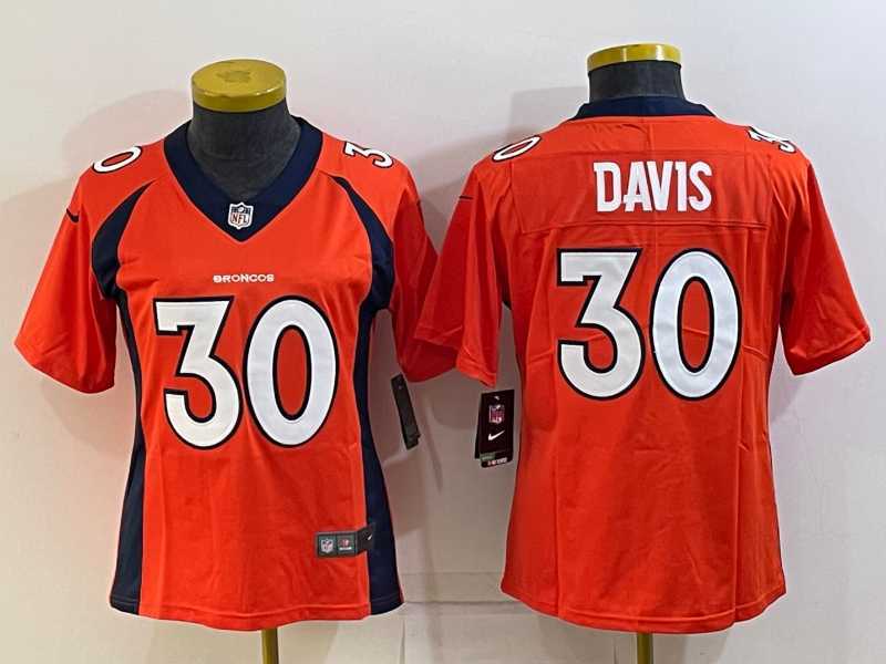 Womens Denver Broncos #30 Terrell Davis Orange 2022 Vapor Untouchable Stitched NFL Nike Limited Jersey